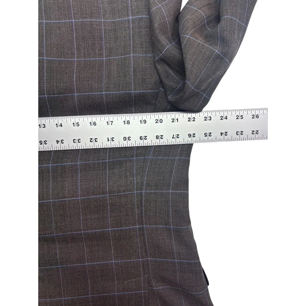 Bonobos 44R Brown Windowpane Unstructured Wool Blazer Jacket Sport Coat Slim
